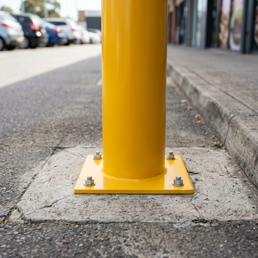 900mm Yellow Galvanised Mild Steel Bollard – Ram Raid Deterrent (view 2)