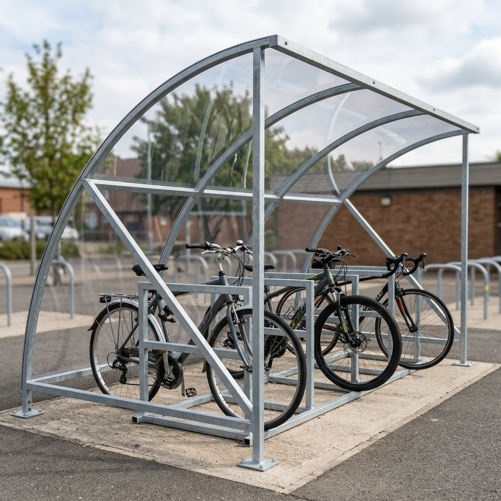 10-bike cycle shelter 3500 × 2040 × 2100 mm galvanised (view 2)