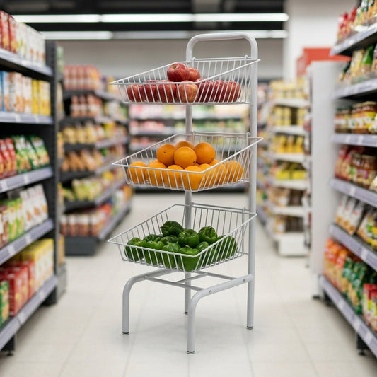 1170mm High 3-Tier Wire Basket Display Unit