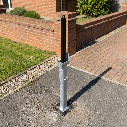 Square retractable telescopic bollard 745mm galvanised steel