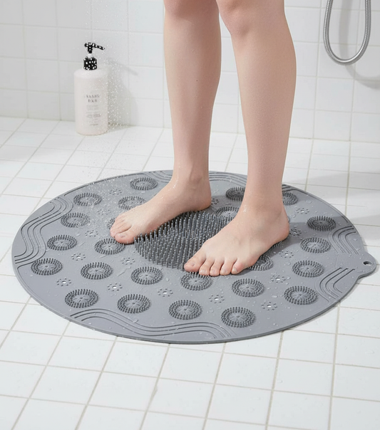 Premium Non-Slip Round Bath Mat with Suction Cups, 18.1x18.1 inch for Safe and Comfortable Shower Experience