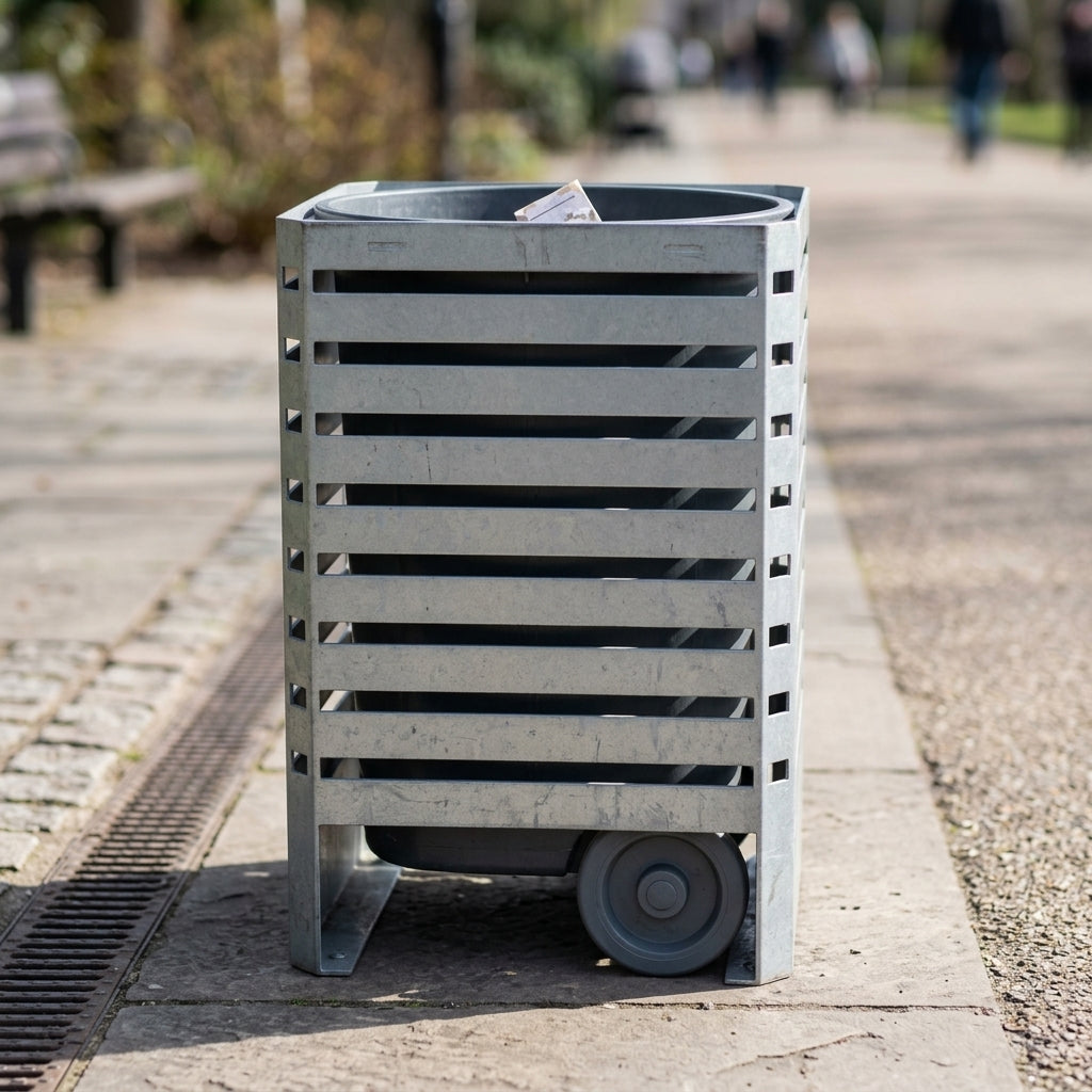 Carlton Litter Bin – 45, 75 or 90L – Galvanised or Stainless Steel (view 2)