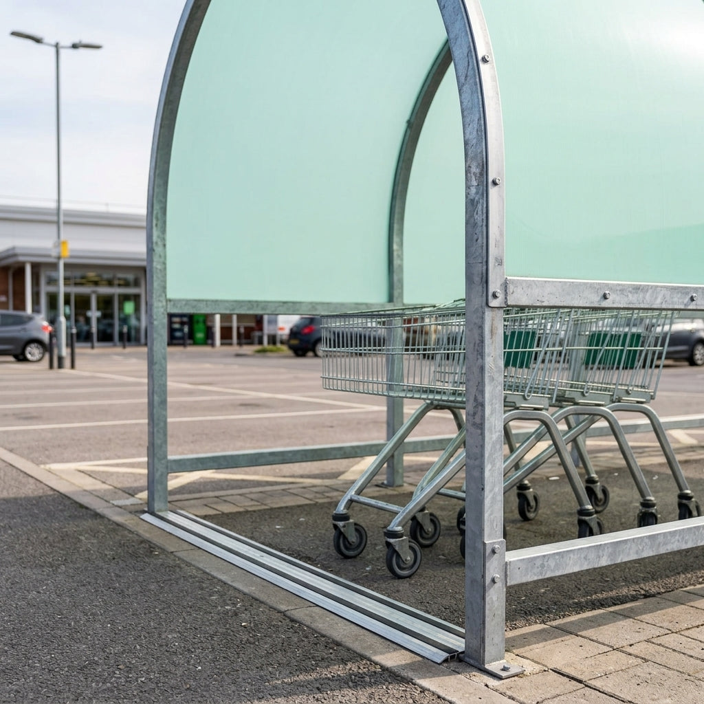 3970 × 2077mm Galvanised Shopping Trolley Shelter (view 2)