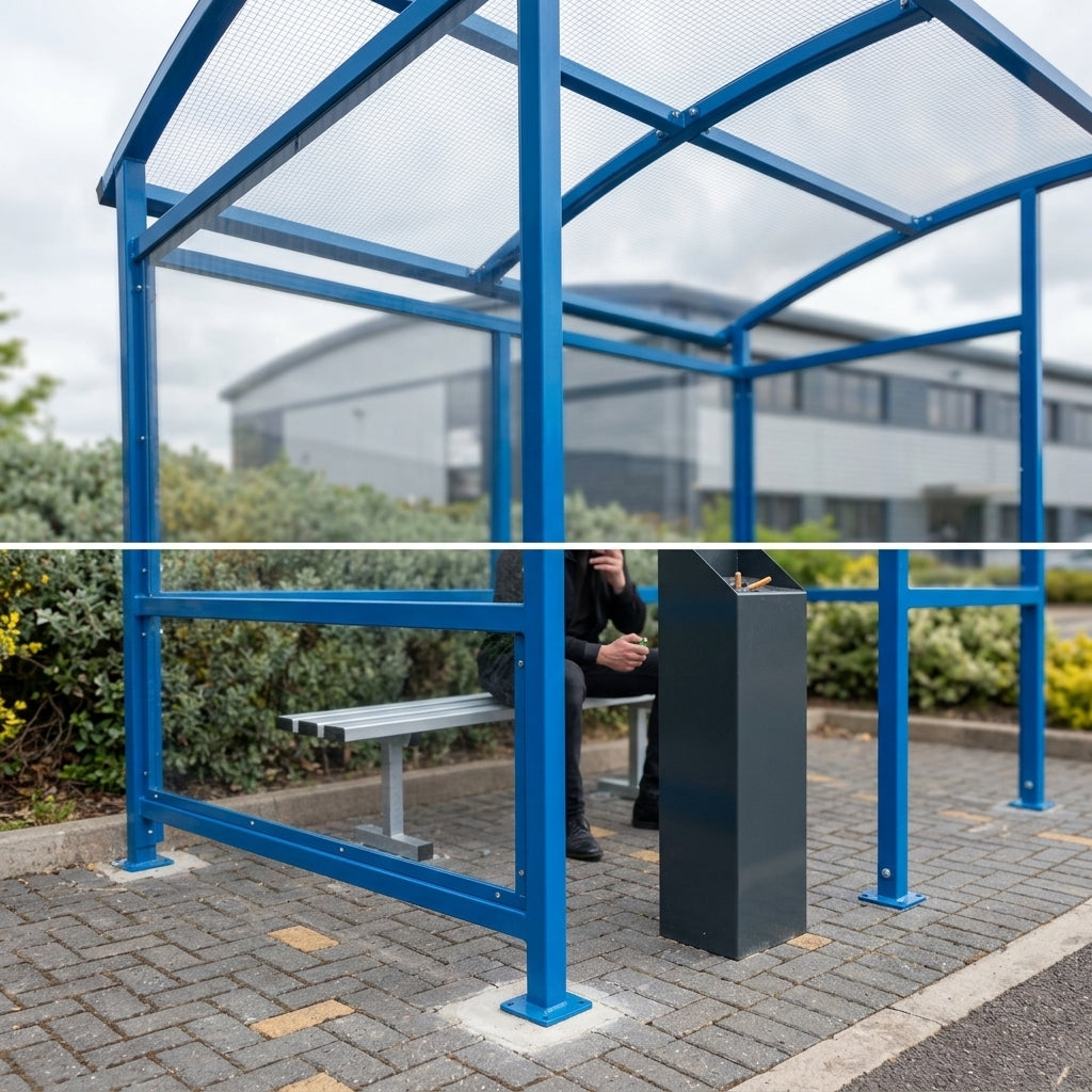 Curved roof smoking shelter 3.0m–9.0m modular outdoor (view 2)