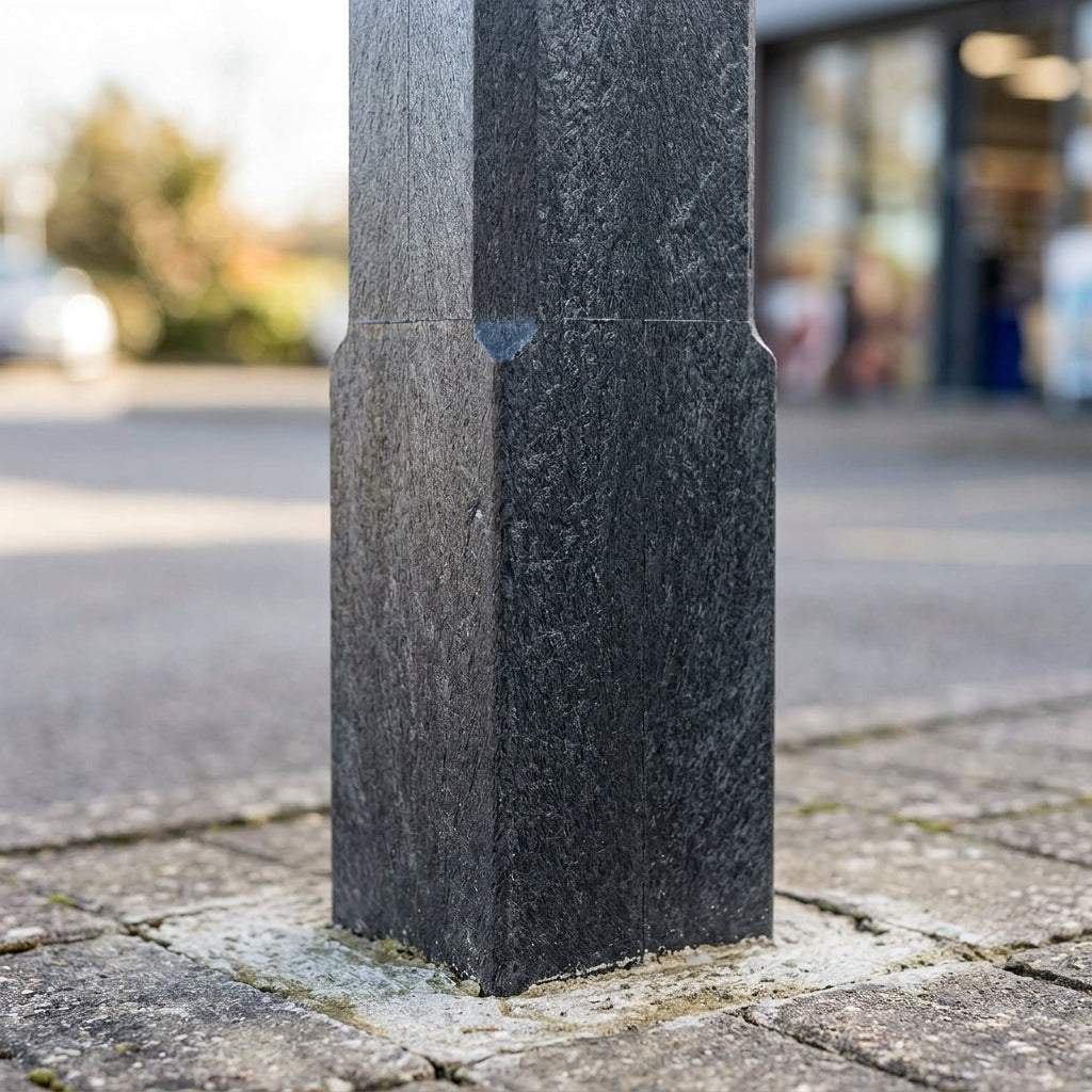 1440mm square recycled plastic bollard with chamfer top (view 2)