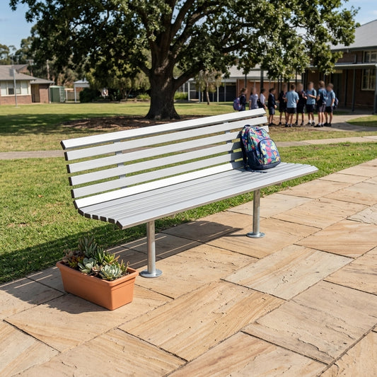 1800mm Steel Bench Seat with Back | Outdoor Street Furniture