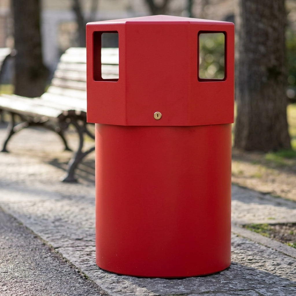 140L Maxi Litter Bin - Lockable Hood (view 2)