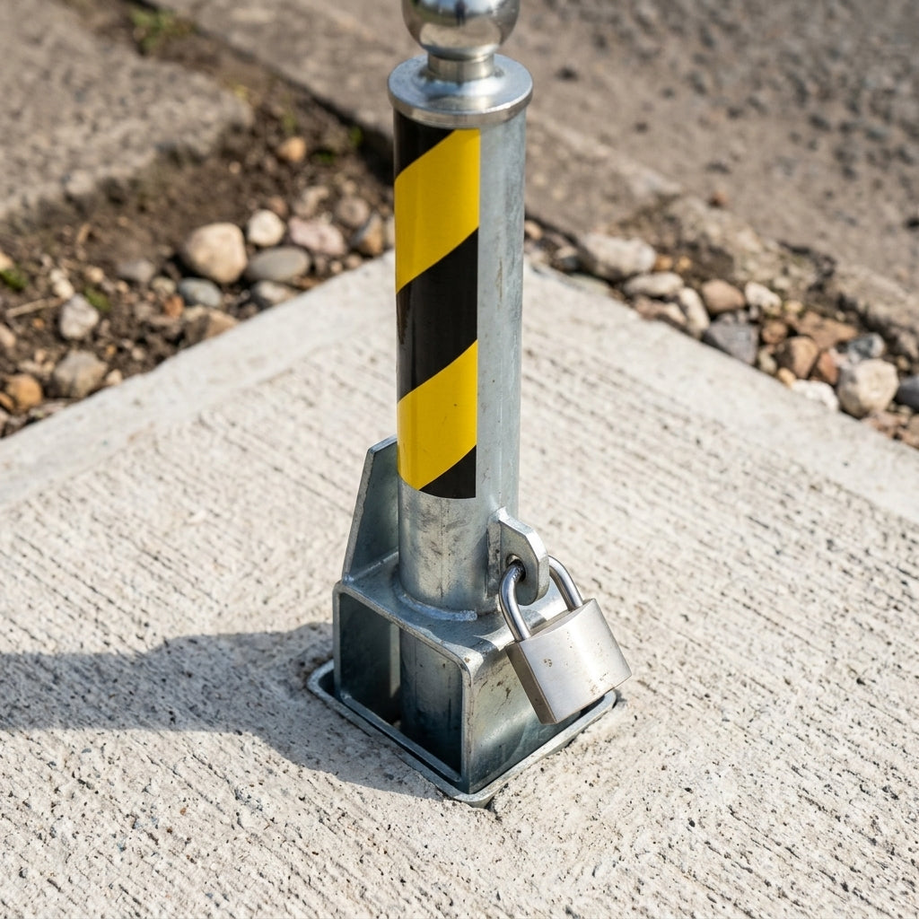 Removable hitch post with twist-out design and security padlock (view 2)
