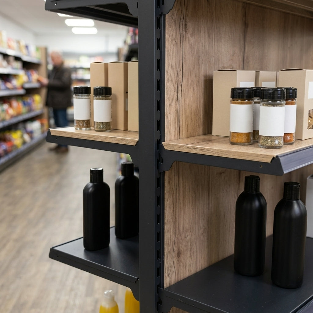 1.4m High × 570mm Wood Effect Gondola Shelving Bay (view 2)