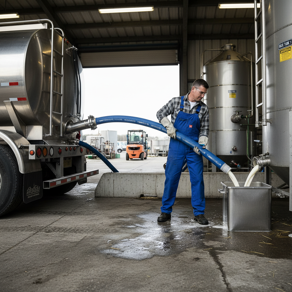 Premium Crush Resistant 6 Bar Milk Tanker Hose with Thermoplastic Helix for Shape Recovery and FDA Compliance