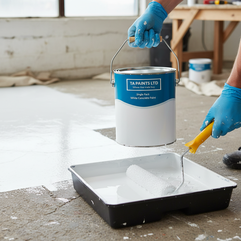 Premium White Concrete Paint for Indoor and Outdoor Use with UV Resistance and Non-Slip Option