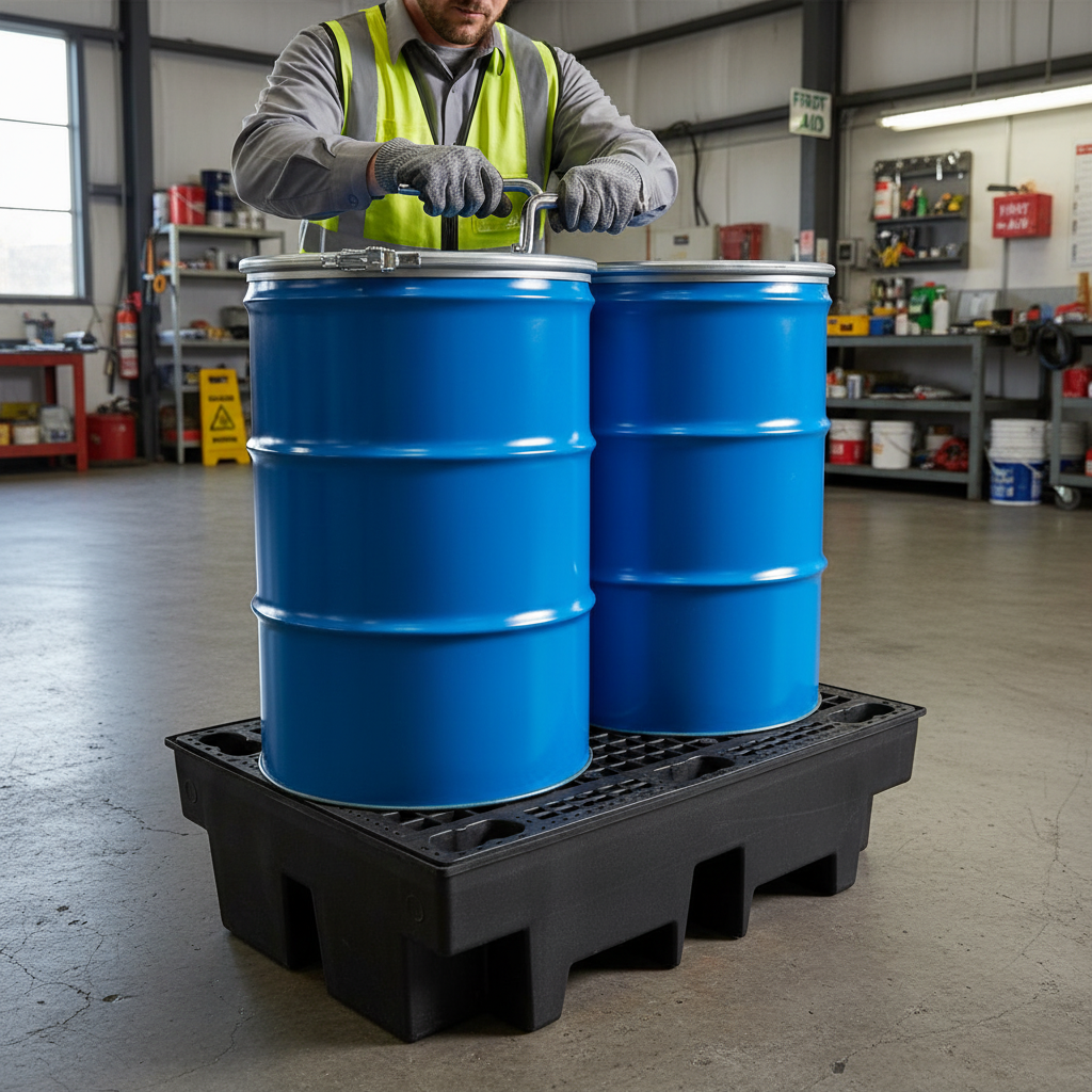 Recycled 2 Drum Polyethylene Spill Pallet - BP2R || To Hold 2 Drums