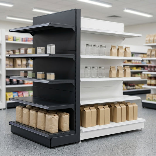 2.4m End Promo Bay with 570mm Base & 470mm Upper Shelves
