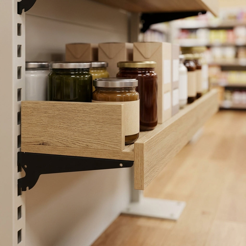 370mm Deep Wooden Shelf with Brackets – Three Width Options (view 2)