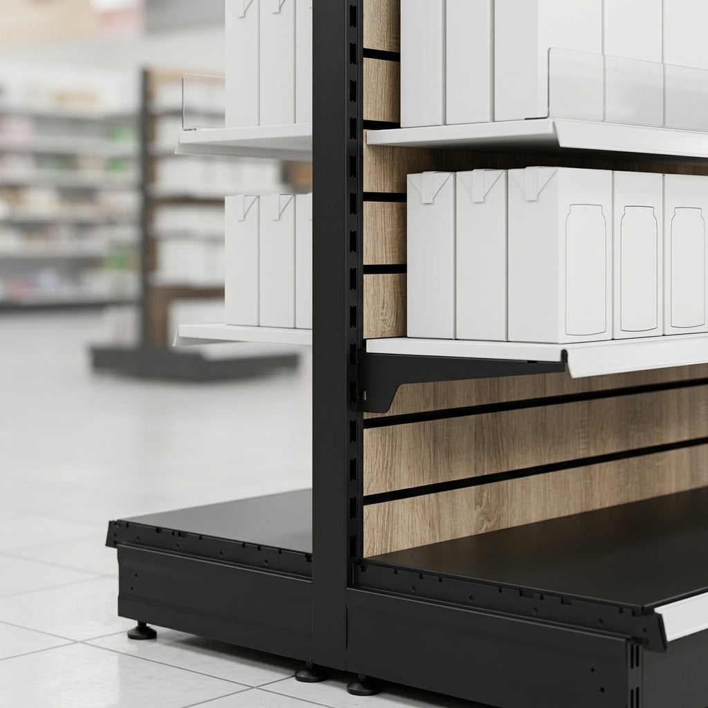 1.8m Wood Effect Gondola Display Bay | 370mm Base Shelf (view 2)