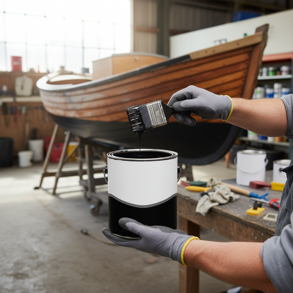 Premium Marine Boat Paint - High-Performance Black Enamel for Boats and Barges with Excellent Weather Resistance
