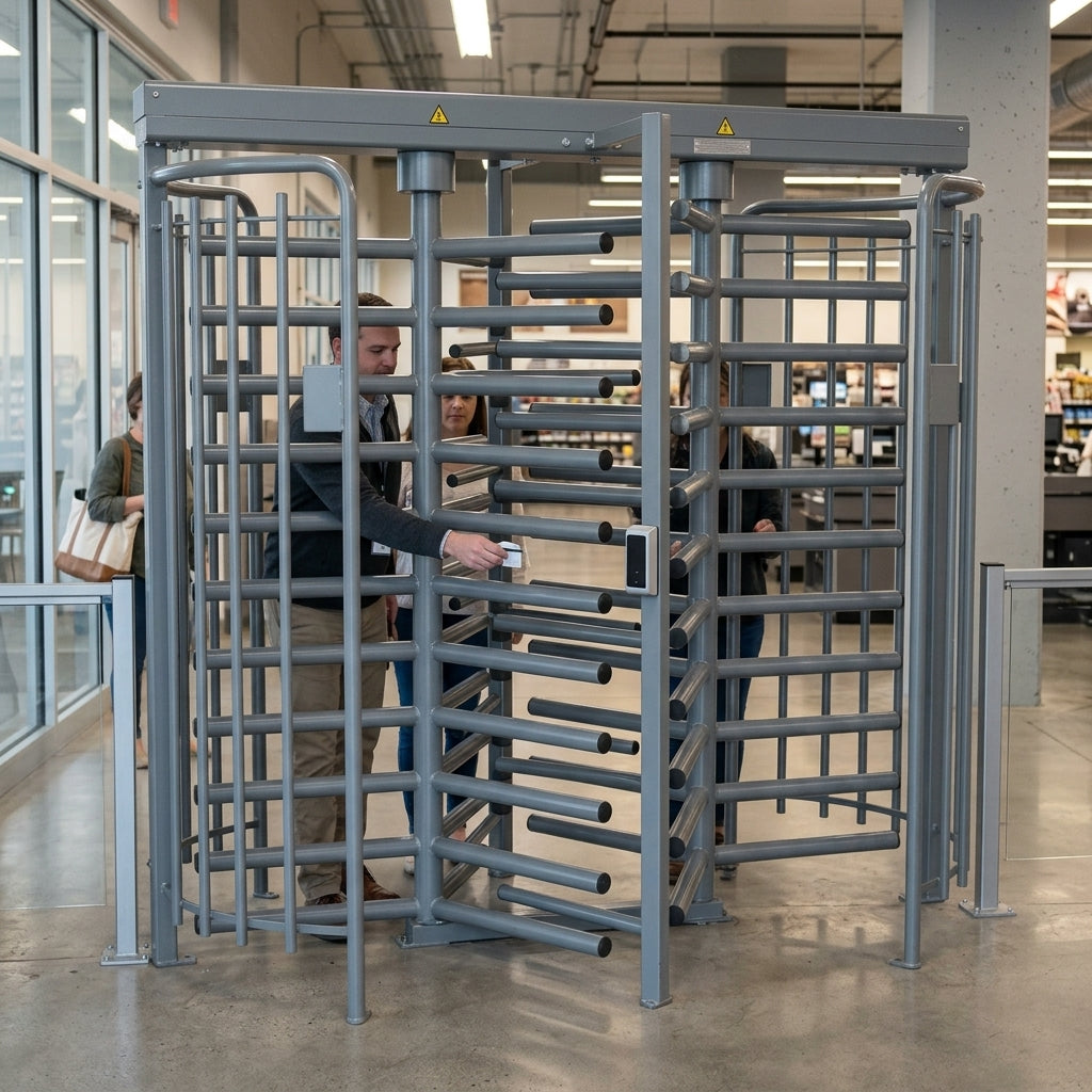 Double Full Height Pedestrian Turnstile, 120° Configuration