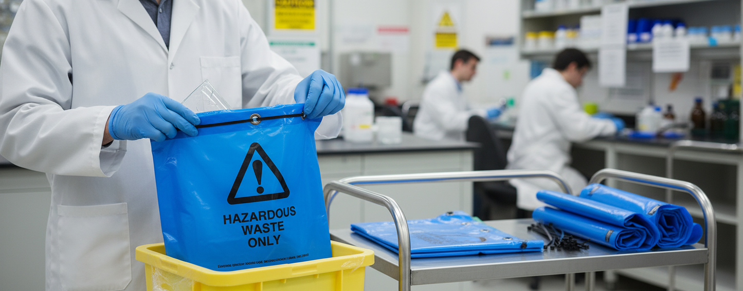 Hazardous Waste Disposal Bags & Ties - BAG/TIE ||50 or 100 Bags With Ties