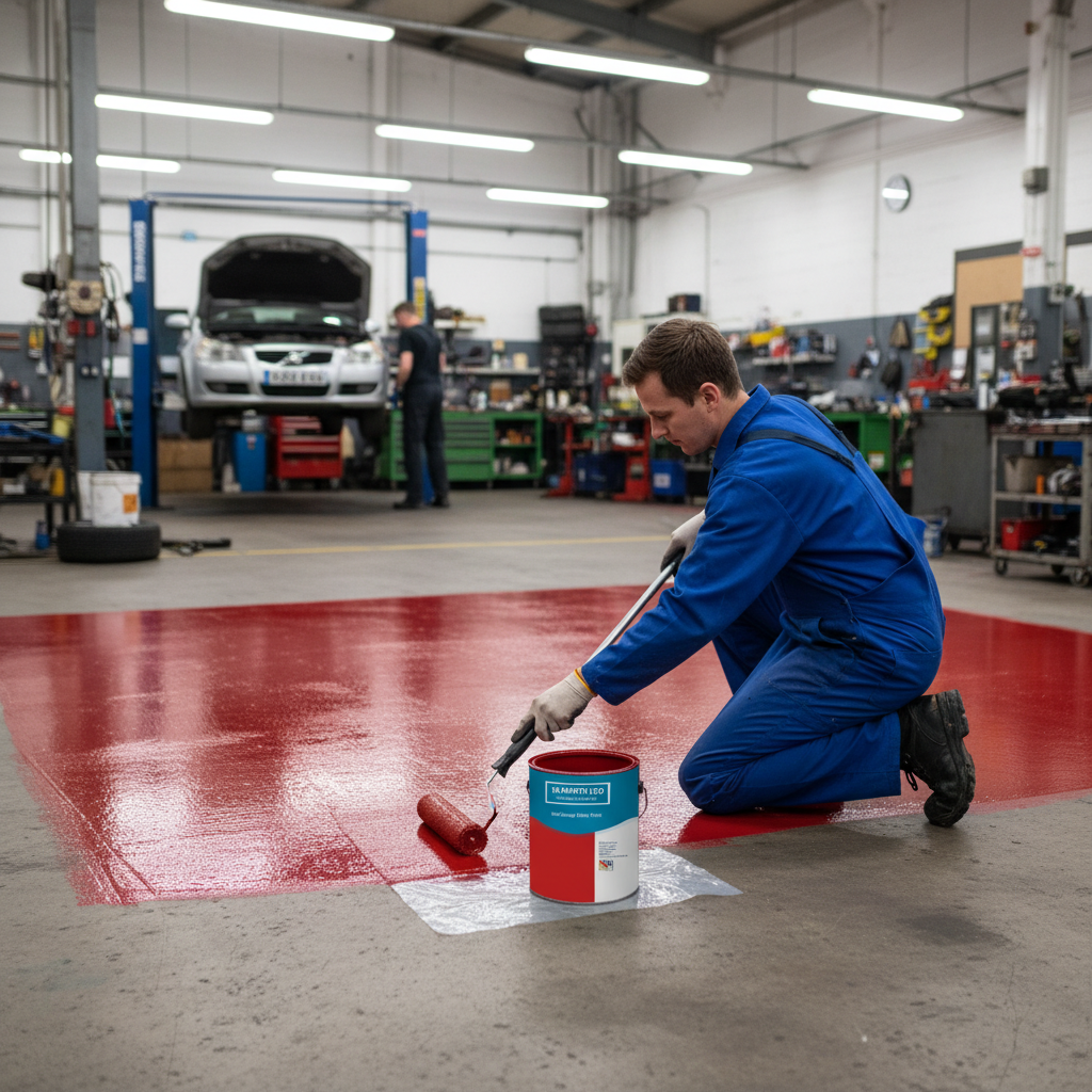 Premium Red Garage Floor Paint - Durable High Gloss Coating with Chemical Resistance for Concrete & Metal Floors