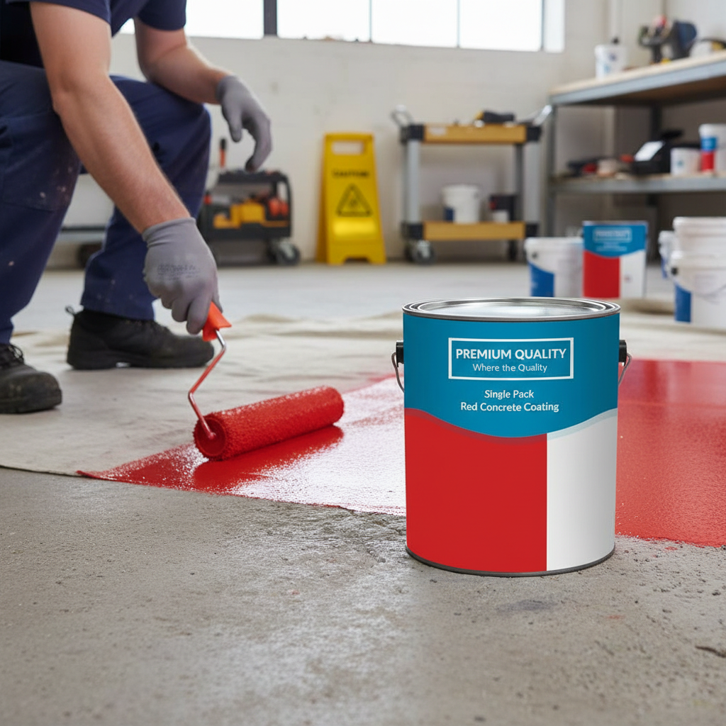 Premium Red Concrete Paint for Indoor and Outdoor Use with UV Resistance and Non-Slip Option