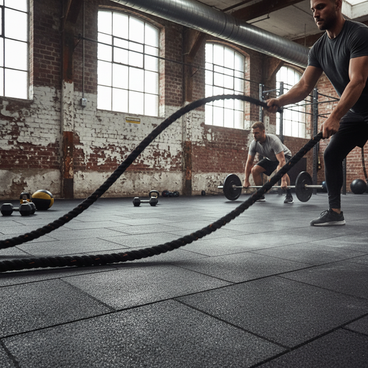 Premium Gym Rubber Flooring Mats Package - 52 Heavy Duty Tiles, 50cm x 50cm, 20mm, 30mm, 40mm Thickness for CrossFit and Weightlifting