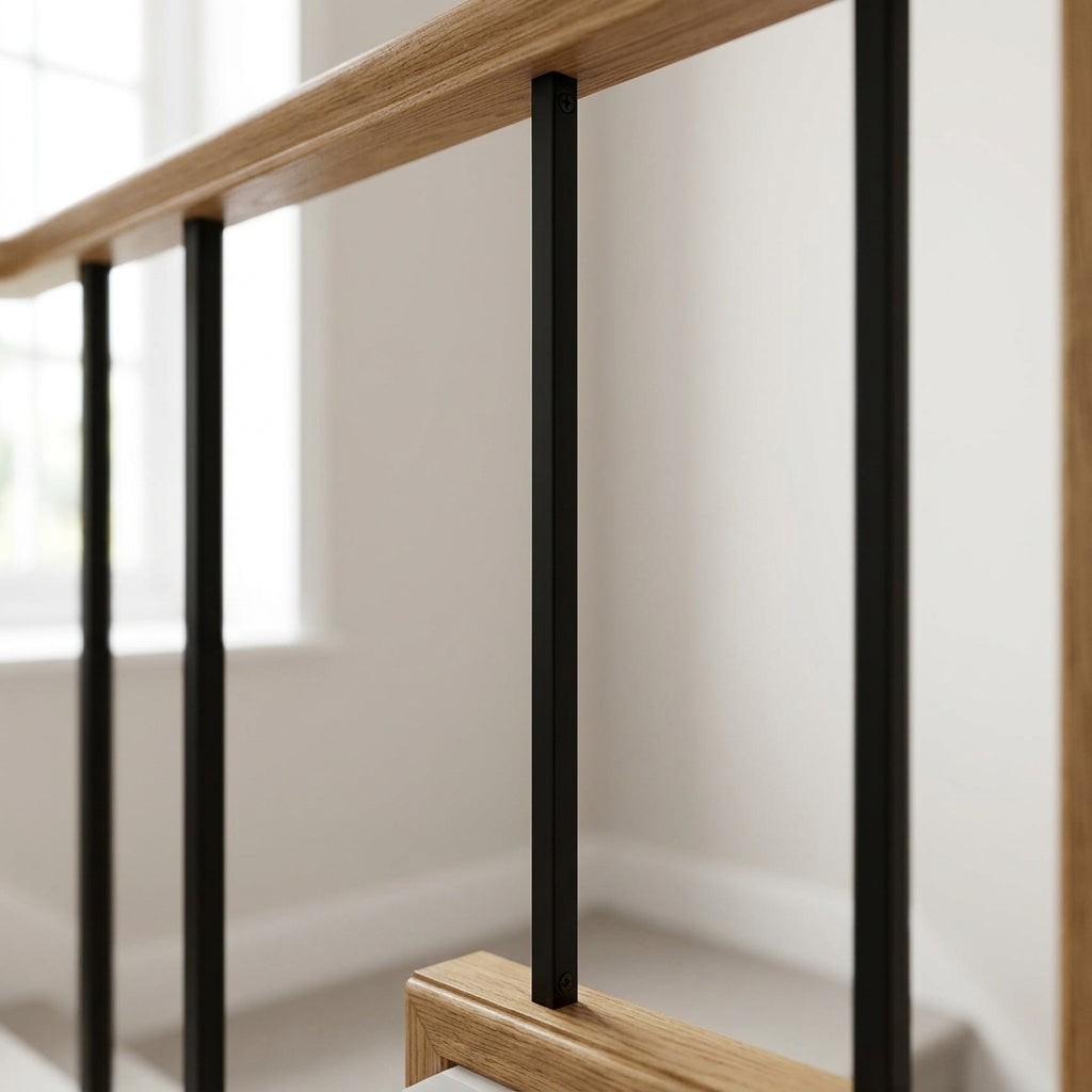 1118mm Plain Square Black Metal Staircase Spindle 13mm (view 2)