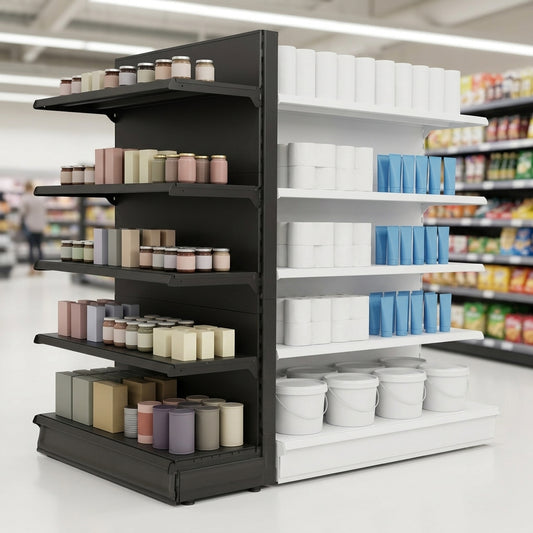 1.4m End Promo Bay with 300mm Base & 250mm Upper Shelves