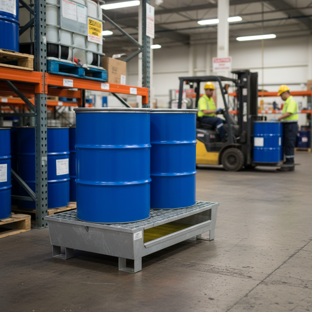 2 Drum Spill Pallet - Galvanised Steel - GSP2D || 240ltr Sump Capacity