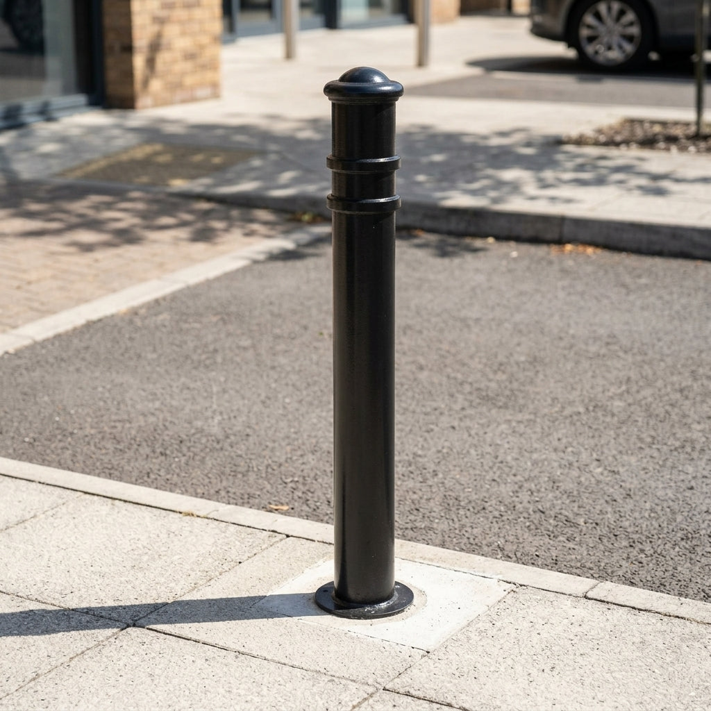 Ornamental Mild Steel Bollard with Cap and Rings