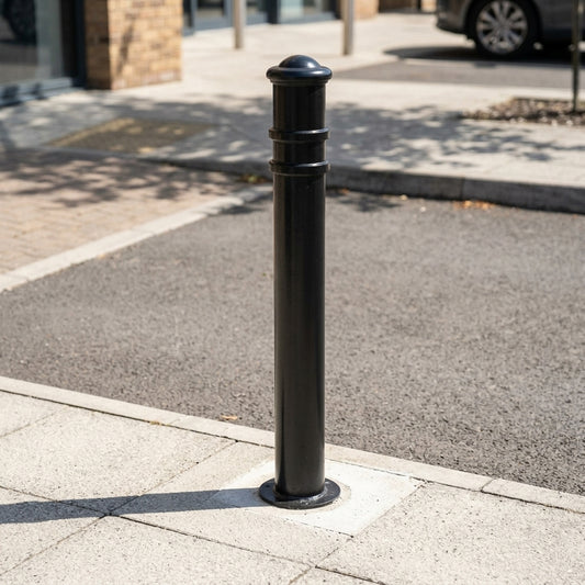 Ornamental Mild Steel Bollard with Cap and Rings