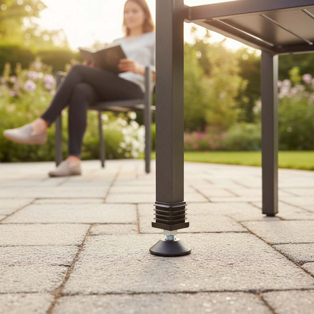 Premium Adjustable Foot for 25mm Square Tubes - Nylon and Steel Construction for Height Adjustment on Uneven Floors