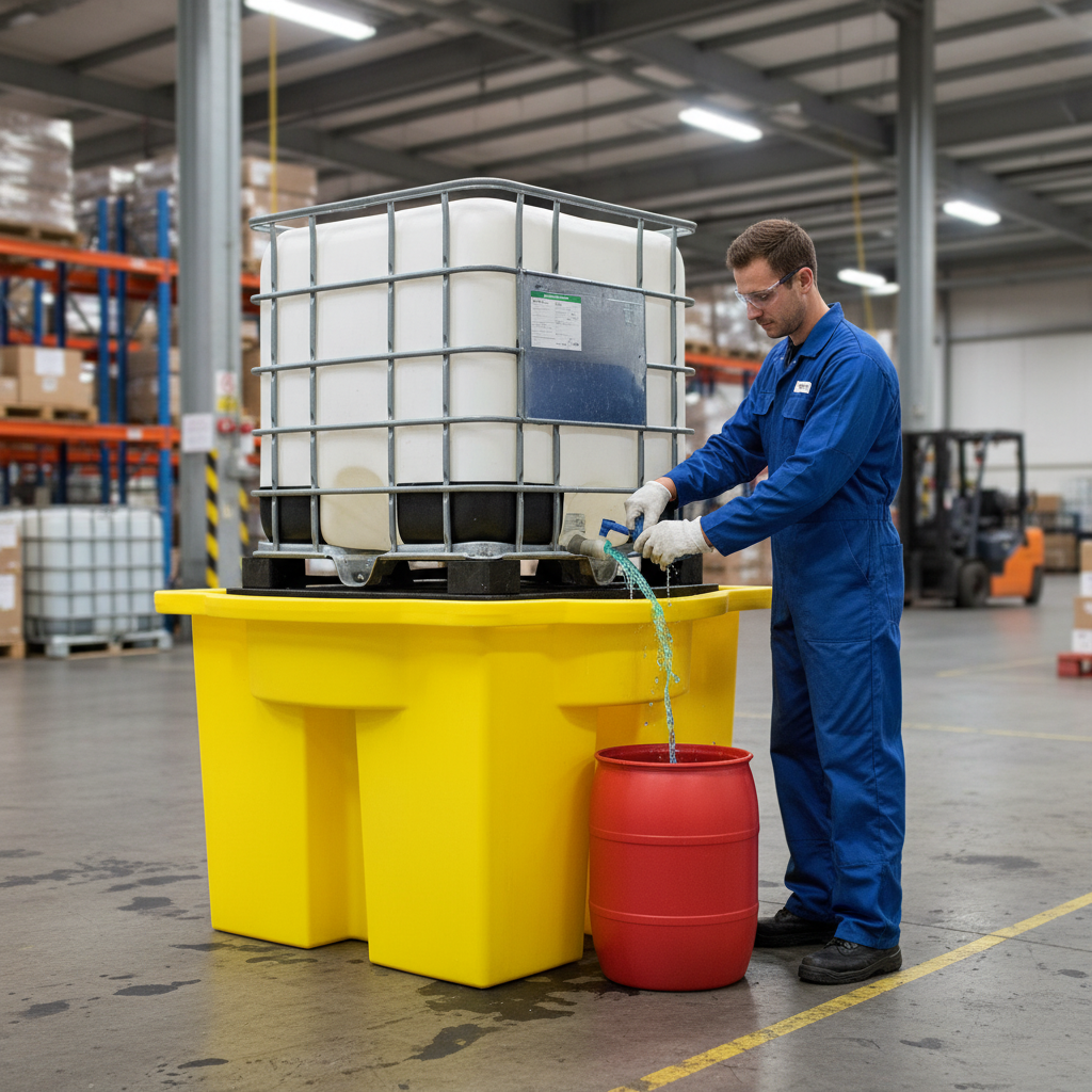 IBC Spill Pallet with Built-in Dispensing Area  - BB1DT ||1125ltr Sump Capacity