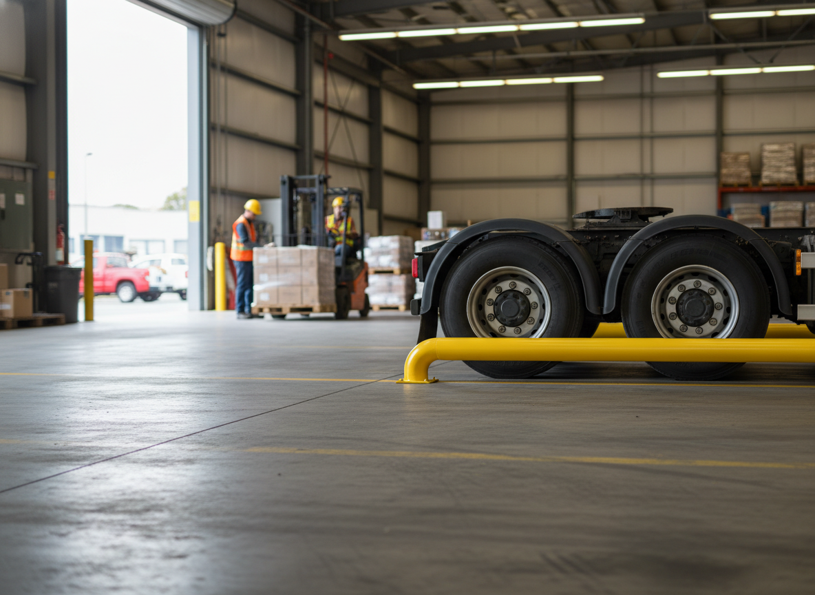 Heavy Duty Bolt-Down Wheel Guides for Precise Trailer Docking, Galvanized Steel with High Visibility Yellow Finish, 2085mm x 250mm x 365mm