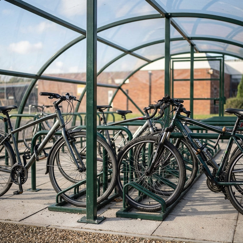 20-space cycle shelter compound with lockable gate and weather protection (view 2)