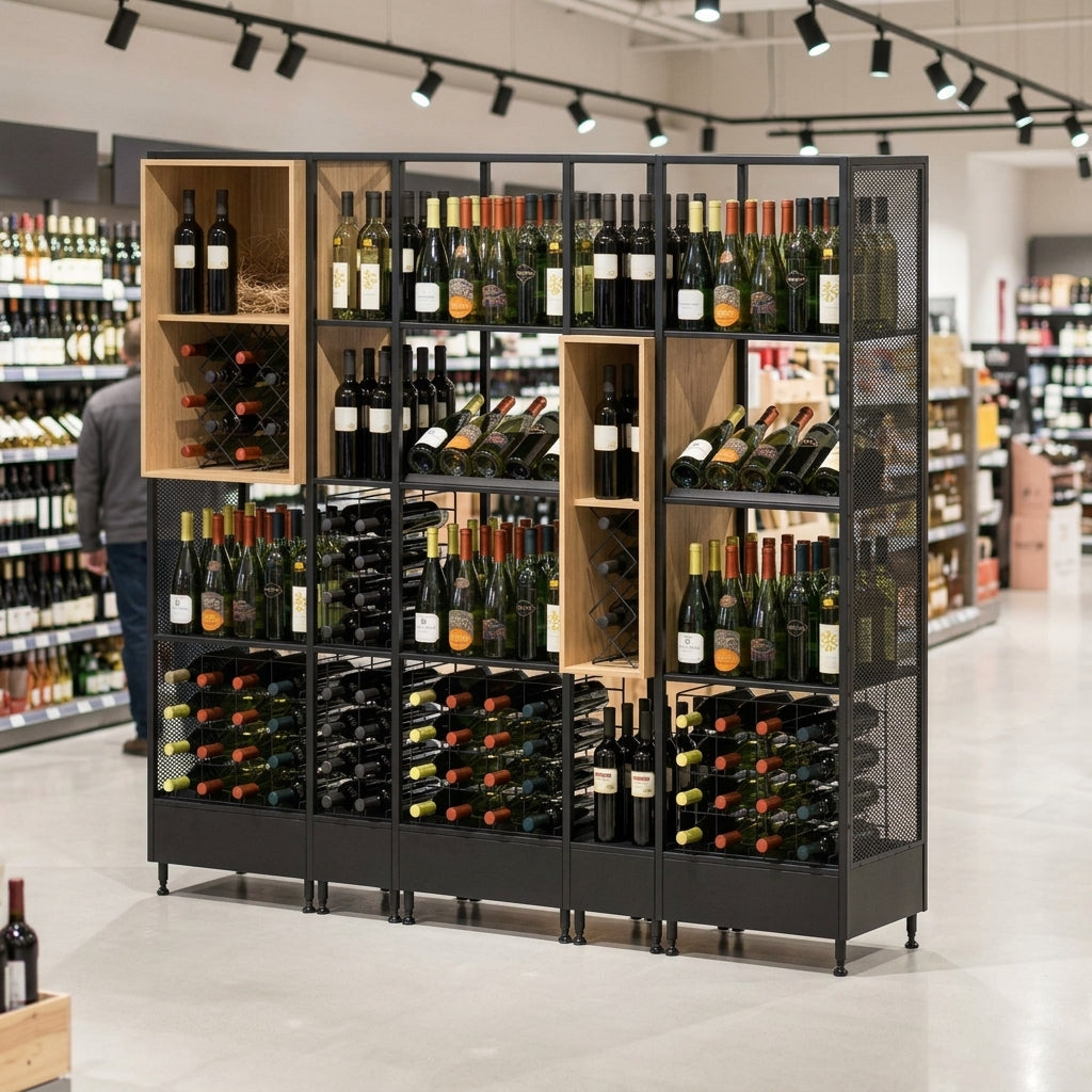 1940 × 1888mm Three-Tier Retail Beverage Display Unit