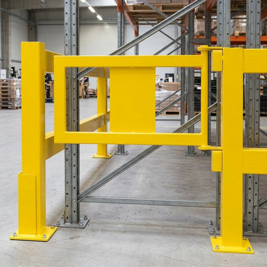 835 × 475mm railing system gate, steel, powder-coated yellow
