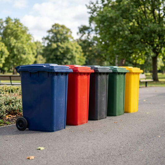 360 litre wheelie bin, polyethylene, multiple colours