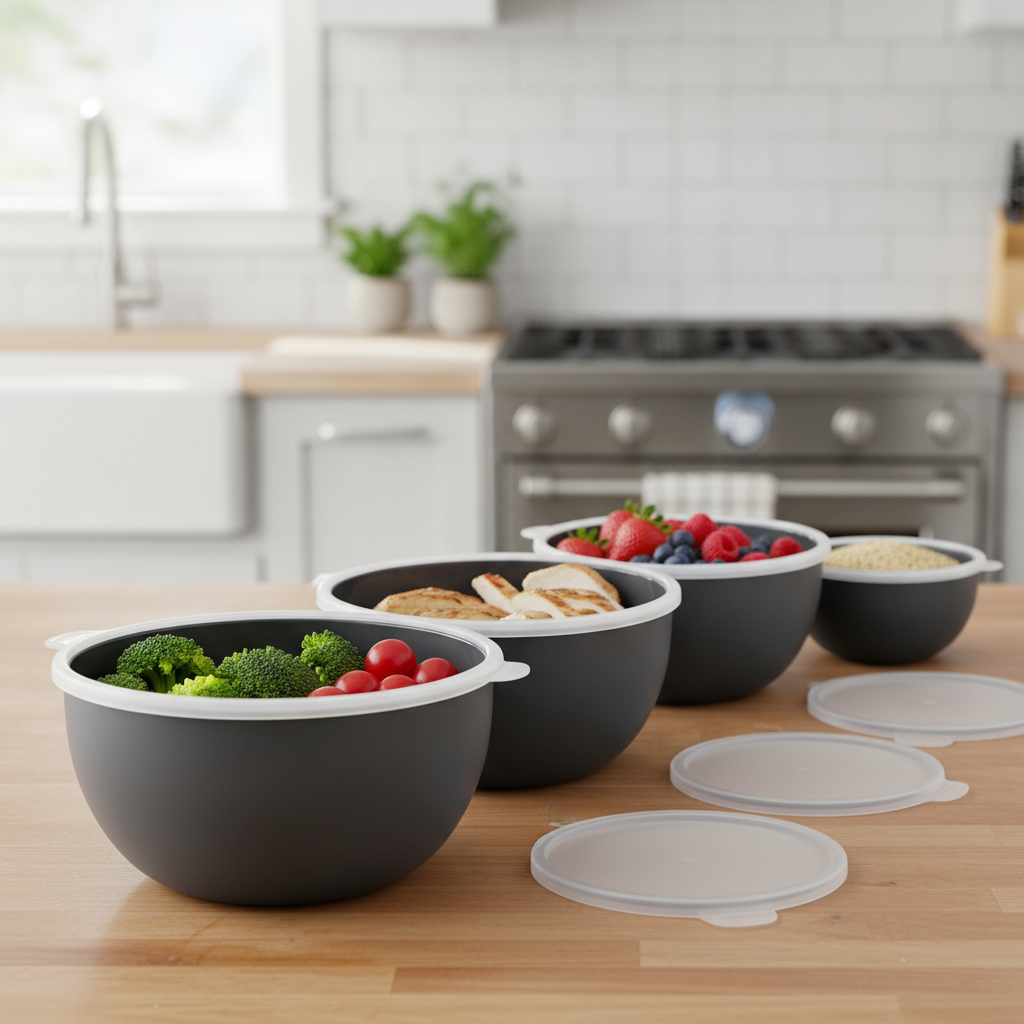 Plastic Prep Bowls Set for Meal Prepping (Pack of 4)