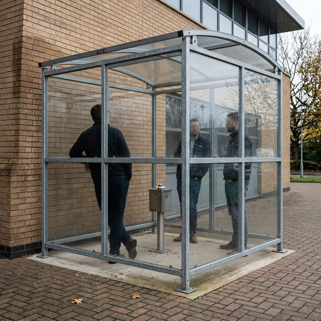 Free-Standing Smoking Shelter – Galvanised Steel, 2m Wide, 1–5m Lengths