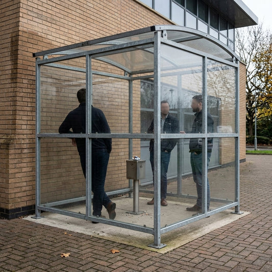 Free-Standing Smoking Shelter – Galvanised Steel, 2m Wide, 1–5m Lengths