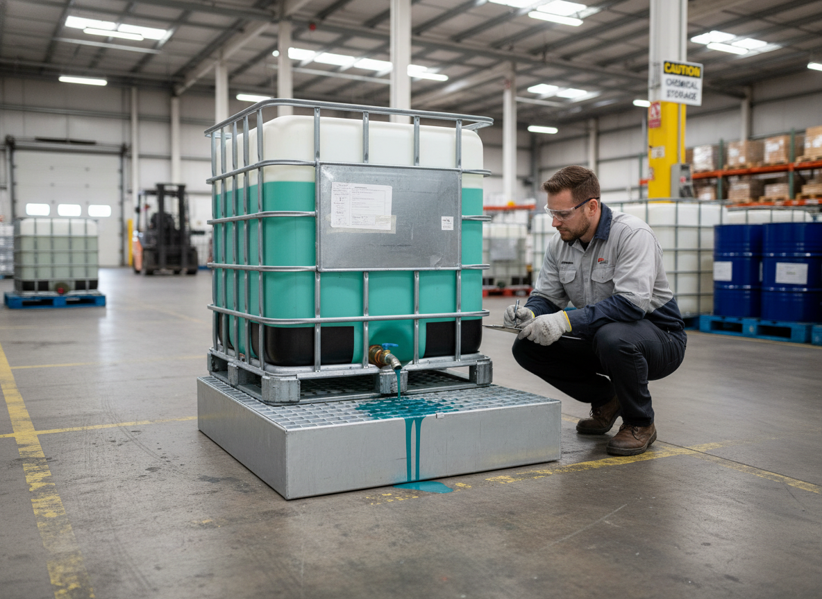 Single IBC Spill Pallet - Galvanised Steel - GSP1IBC || 1100ltr Sump Capacity