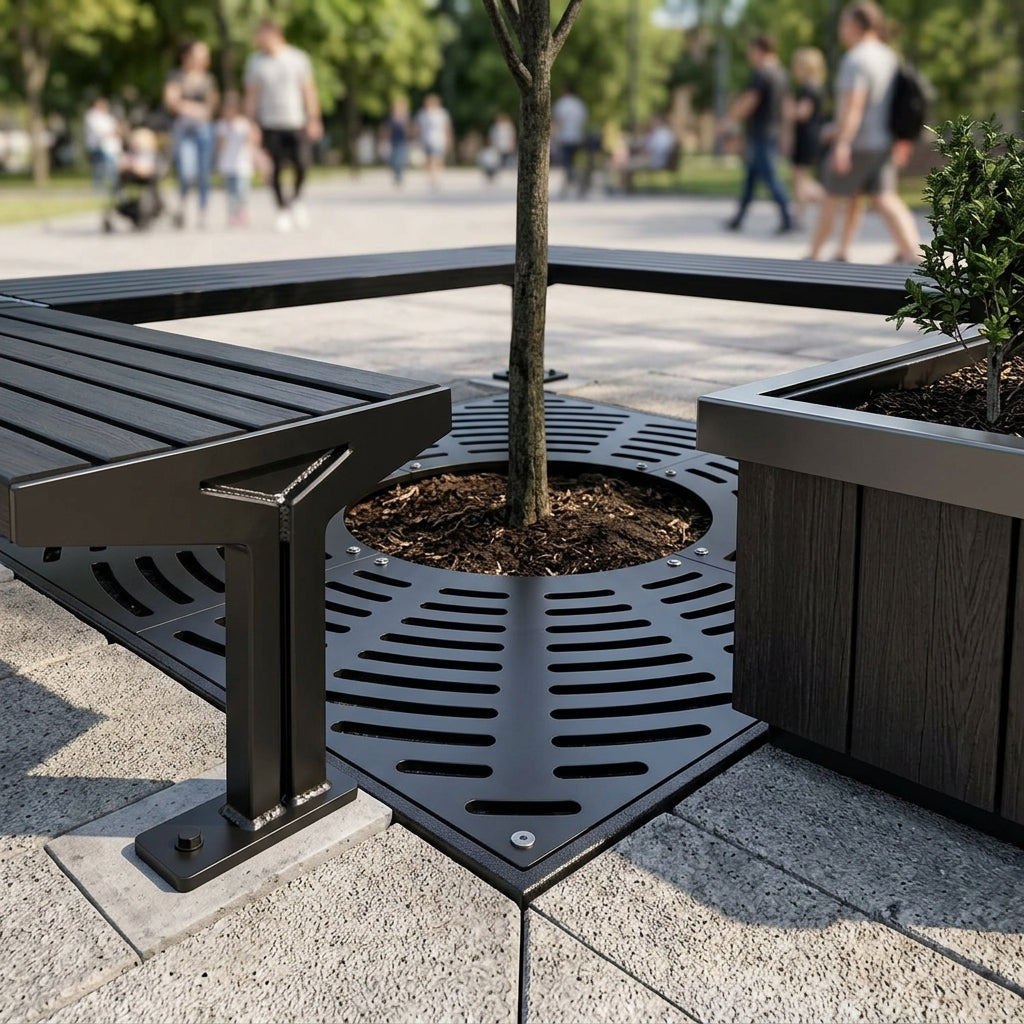900–1200mm Square Tree Grille Steel Radial Design (view 2)