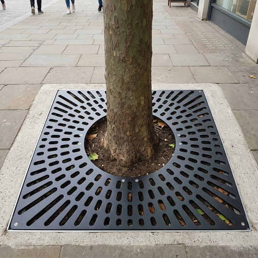 900–1200mm square steel tree grille petal design with frame