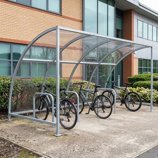 Cycle Shelter 2–5m PETG Roof With Stands, Galvanised Steel