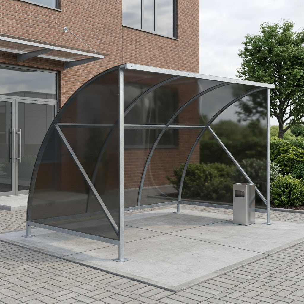 Smoking Shelter 2050–3500mm with Clear Panels – 6–10 Person