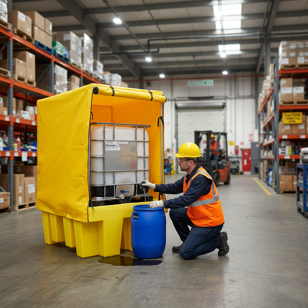 Covered Single IBC Spill Pallet - BB1C || 1100ltr Sump Capacity