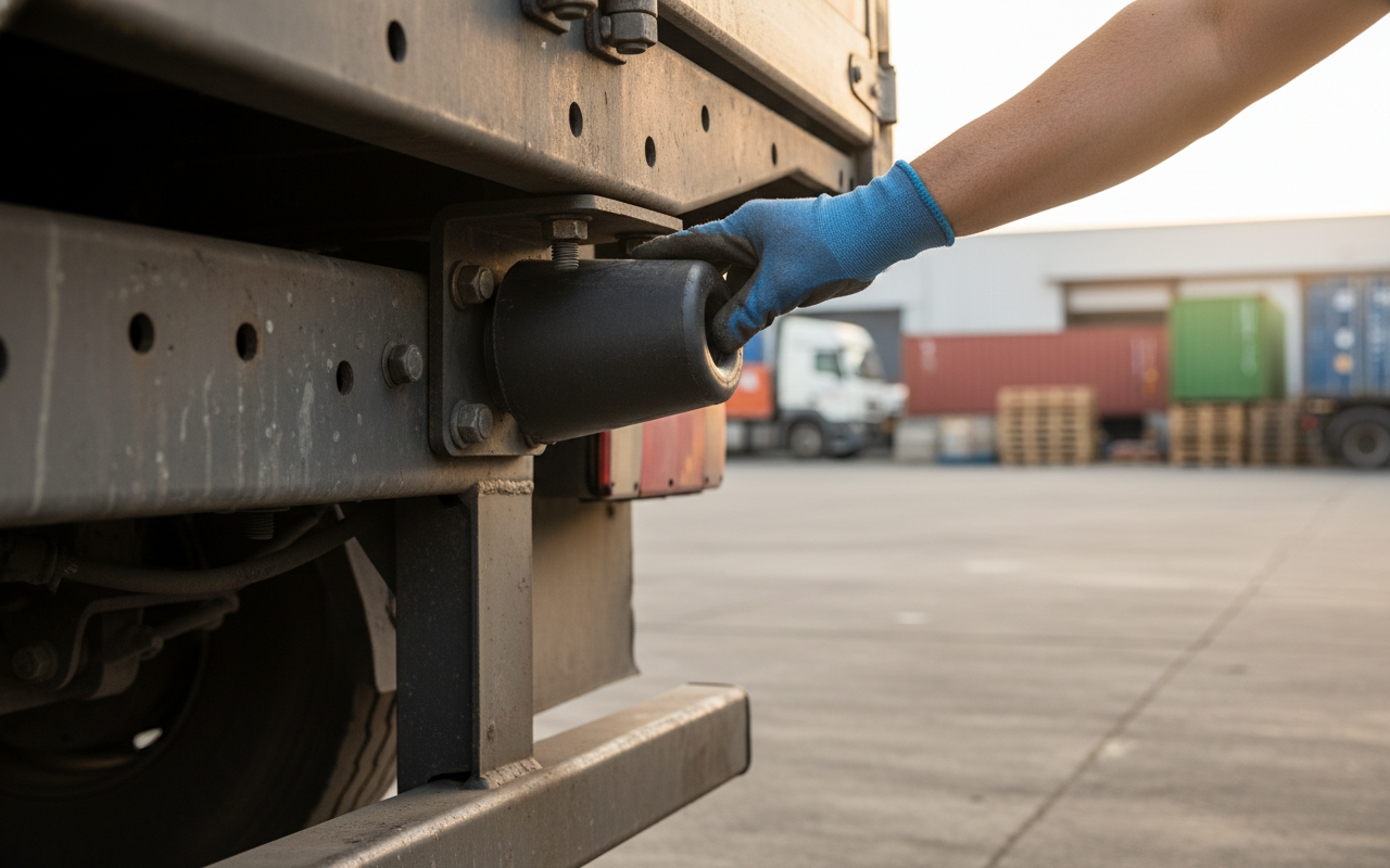 Premium Heavy Duty Rubber HGV Bumper for Refrigerated Trailers - 65mm Base Diameter