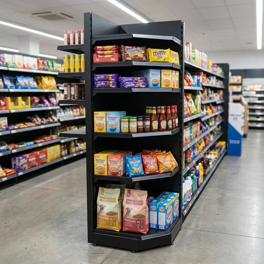2.1m Corner Shelving Bay, 470mm Base, 370mm Upper Shelves