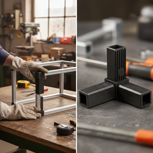 Professional 3 Way Connector Tee for 25mm Square Aluminium Tubes - Durable Black Nylon Plastic Construction