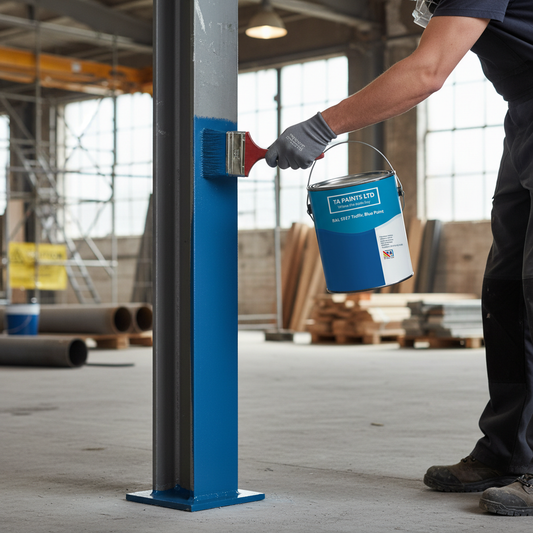 Premium Universal PU Enamel Paint in Vibrant Traffic Blue for Indoor and Outdoor Use - High Gloss, Semi-Gloss, and Matt Finishes Available